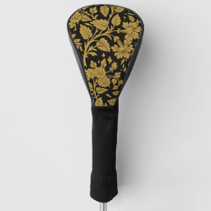 Antique Gold Floral Indian Lac-work Black Pattern Golf Head Cover