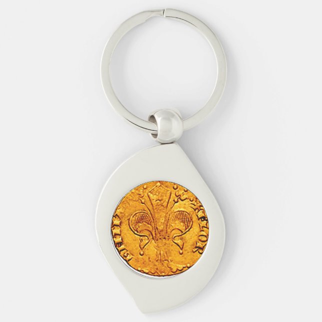 ANTIQUE GOLD FLORENTINE FORINT KEY RING (Front)