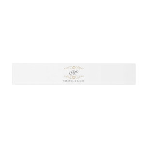 Antique Gold Flourish Monogram Belly Band Invitation Belly Band