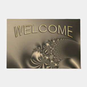 Antique Gold Flowing Fractal Welcome Doormat