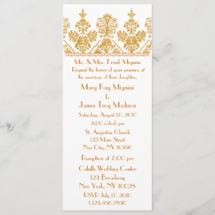 Antique Gold Formal Trim Motif Wedding Invitation