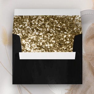 Antique Gold Glitter Black Envelope