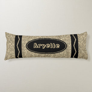 Antique Gold Glitter Crayon Body Pillow with Name