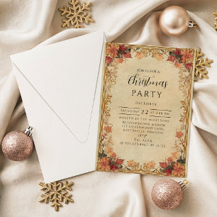 Antique Gold Holiday Invitation