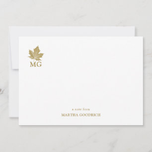Antique Gold Maple Leaf Personalised Monogram Card