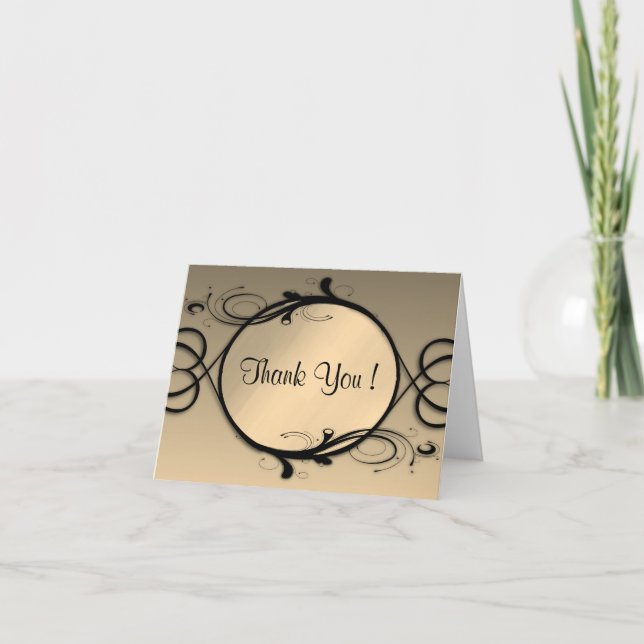 Antique Gold Mirror Thank You Card Blank Inside (Front)