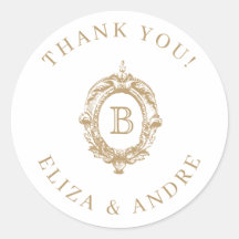 Antique Gold Monogram Crest Wedding