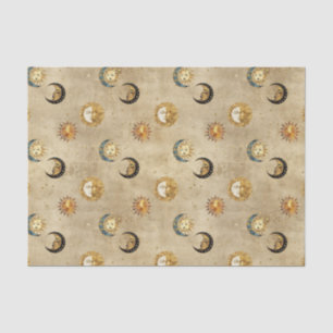 Antique Gold Moon Stars Cosmic Celestial Pattern Tissue Paper