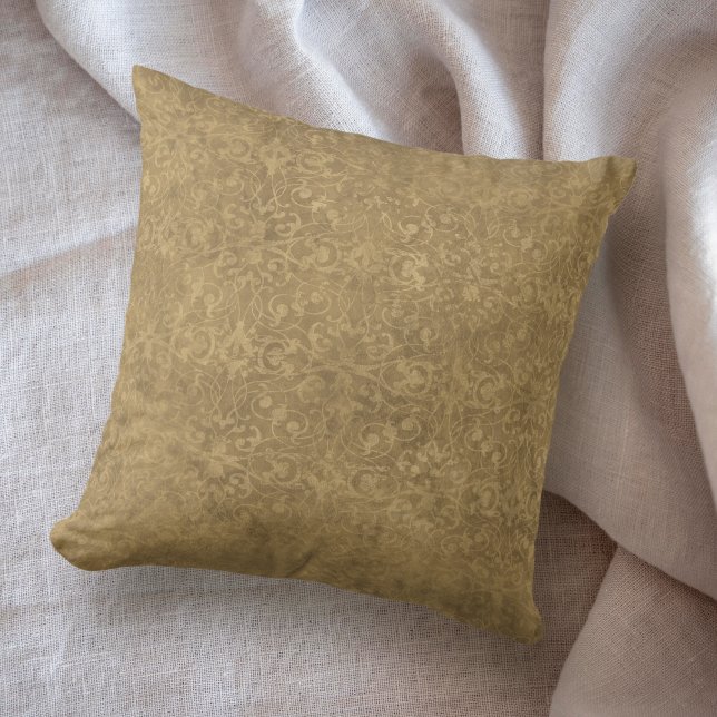 Antique Gold Shabby Damask Cushion (Creator Uploaded)