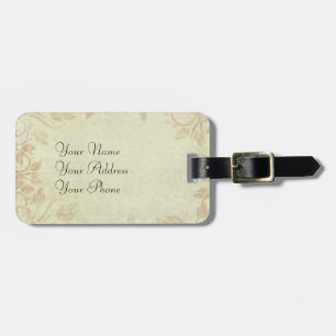 Antique Gold Viintage Floral Vine Wedding Luggage Tag