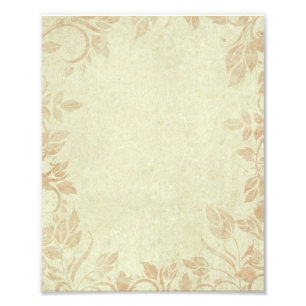 Antique Gold Vintage Floral Vine Wedding Photo Print