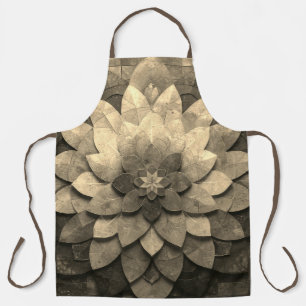 Antique Golden Mandala Art Textured Flower Apron