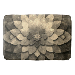Antique Golden Mandala Art Textured Flower Bath Mat