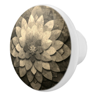 Antique Golden Mandala Art Textured Flower Ceramic Knob