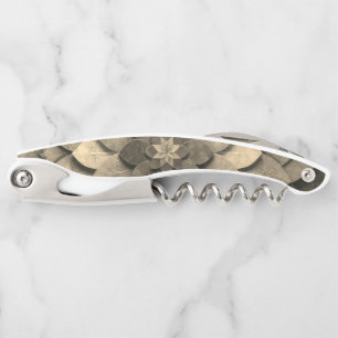 Antique Golden Mandala Art Textured Flower Corkscrew