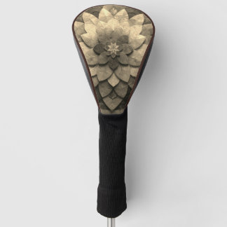 Antique Golden Mandala Art Textured Flower Golf Head Cover