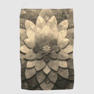 Antique Golden Mandala Art Textured Flower Golf Towel
