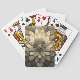 Antique Golden Mandala Art Textured Flower Playing Cards