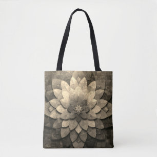Antique Golden Mandala Art Textured Flower Tote Bag