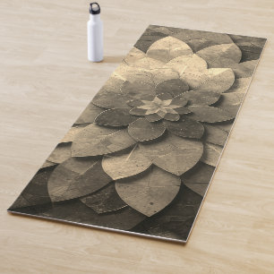Antique Golden Mandala Art Textured Flower Yoga Mat