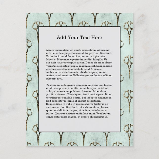 Antique Golden Scissor Vintage Hairdresser Haircut Flyer (Front)