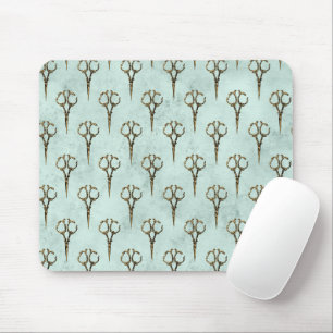 Antique Golden Scissor Vintage Hairdresser Haircut Mouse Pad