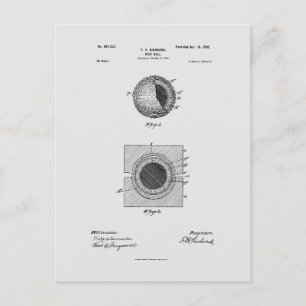 Antique Golf Ball 1902, Patent Drawing Postcard