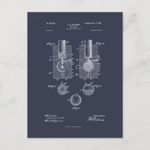 Antique Golf Ball 1902, Patent Drawing Postcard