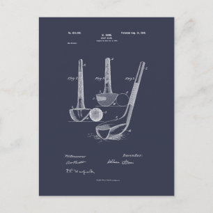Antique Golf Club 1900, Patent Drawing Postcard