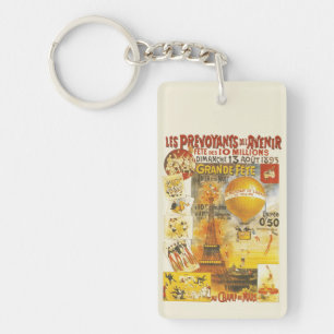 Antique Grand Fete Fair Paris Poster Key Ring