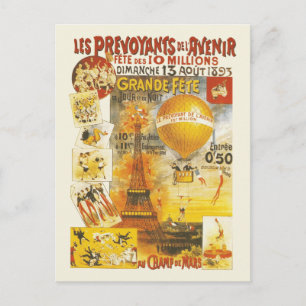 Antique Grand Fete Fair Paris Poster Postcard