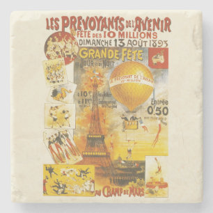 Antique Grand Fete Fair Paris Poster Stone Coaster