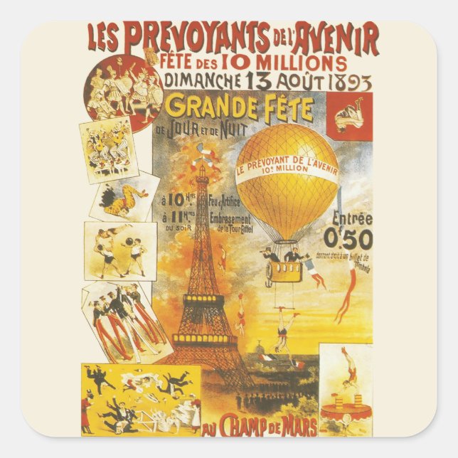 Antique Grand Fete Fair Poster Square Sticker (Front)