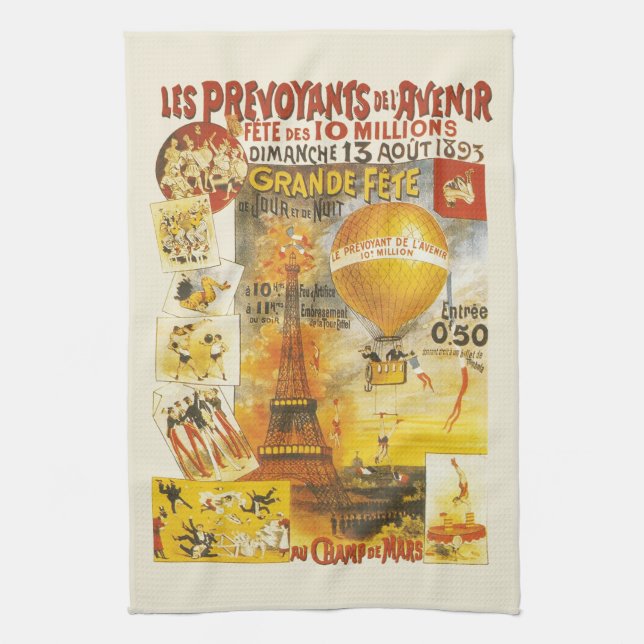 Antique Grand Fete Fair Poster Tea Towel (Vertical)