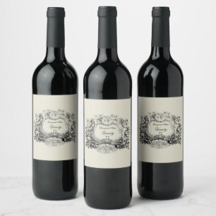 Antique Grape Vine Cartouche Wine Label Template