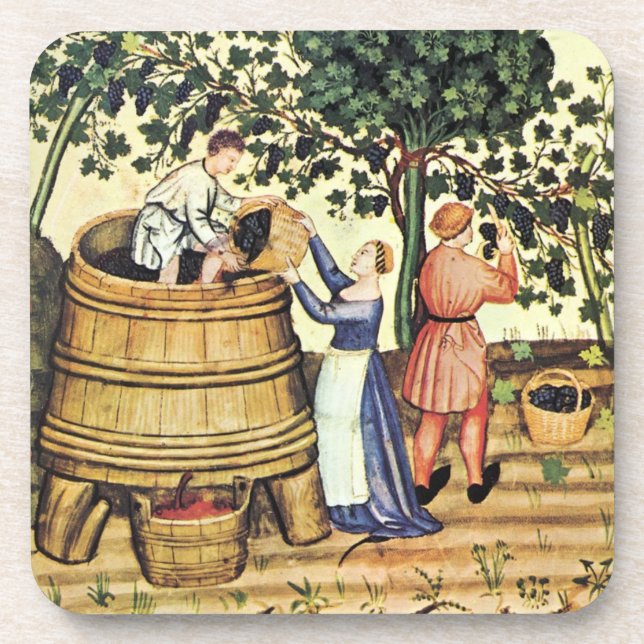 ANTIQUE GRAPE VINEYARD HARVEST COASTER (Front)