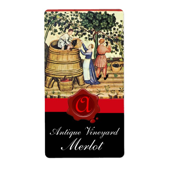 ANTIQUE GRAPE VINEYARD HARVEST WAX SEAL MONOGRAM (Front)