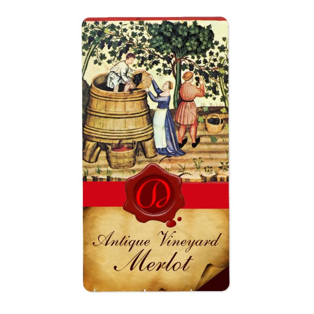ANTIQUE GRAPE VINEYARD HARVEST WAX SEAL MONOGRAM (Front)