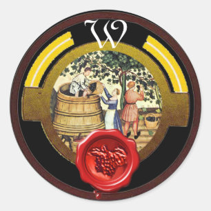 ANTIQUE GRAPE VINEYARD HARVEST WAX SEAL MONOGRAM