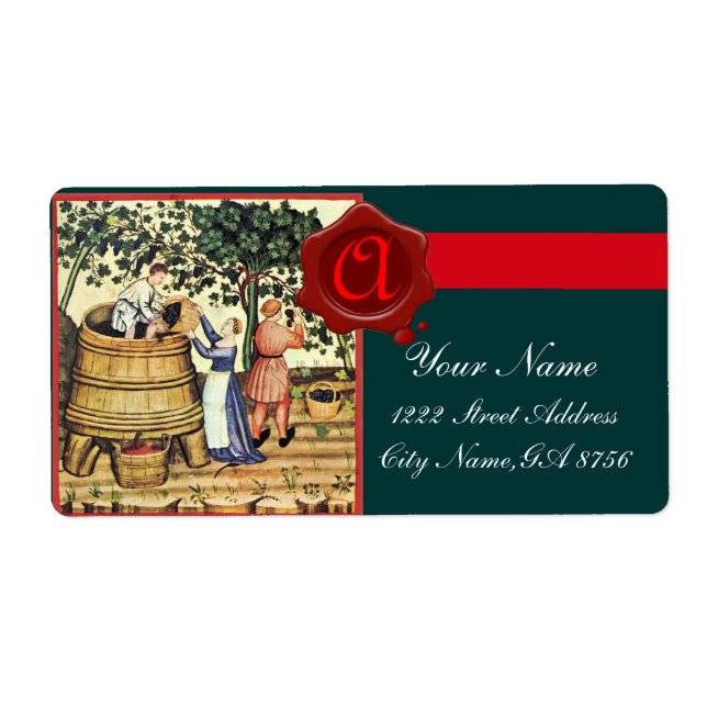 ANTIQUE GRAPE VINEYARD HARVEST WAX SEAL MONOGRAM (Front)