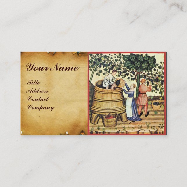 ANTIQUE GRAPE VINEYARD HARVEST WAX SEAL MONOGRAM BUSINESS CARD (Front)