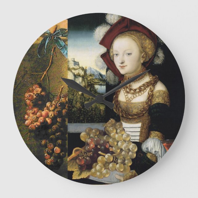 ANTIQUE GRAPE VINEYARD WINE TASTING PARTY LARGE CLOCK (Front)