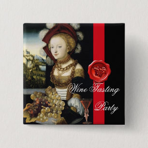 ANTIQUE GRAPE VINEYARD WINE TASTING PARTY WAX SEAL 15 CM SQUARE BADGE