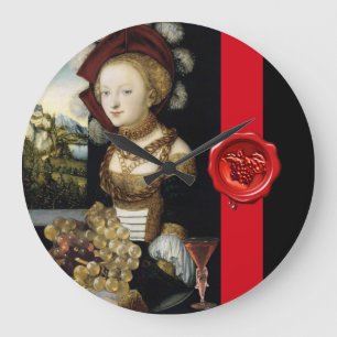 ANTIQUE GRAPE VINEYARD WINE TASTING PARTY WAX SEAL LARGE CLOCK