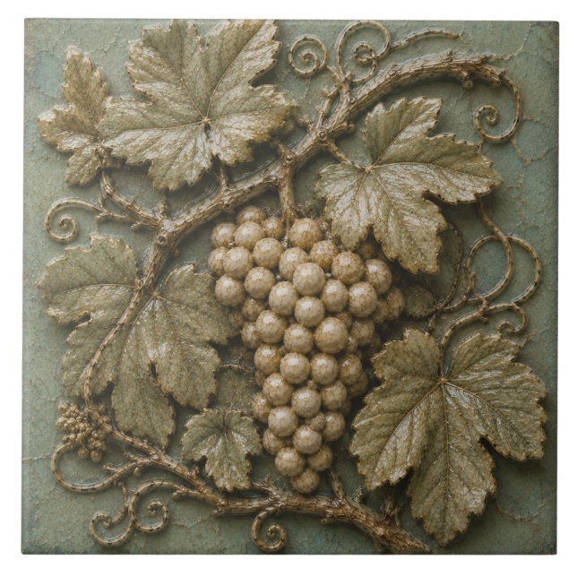 Antique Grapevine Vineyard Faux Relief Tile (Front)