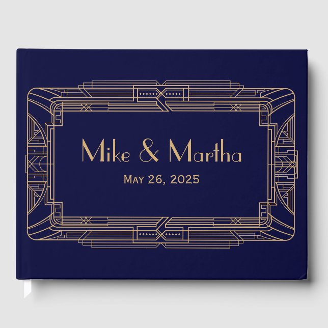 Antique Great Gatsby Art Deco Wedding Guest Book (Front)