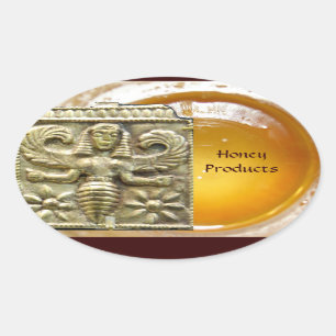 ANTIQUE GREEK HONEY BEE GODDESS OVAL STICKER