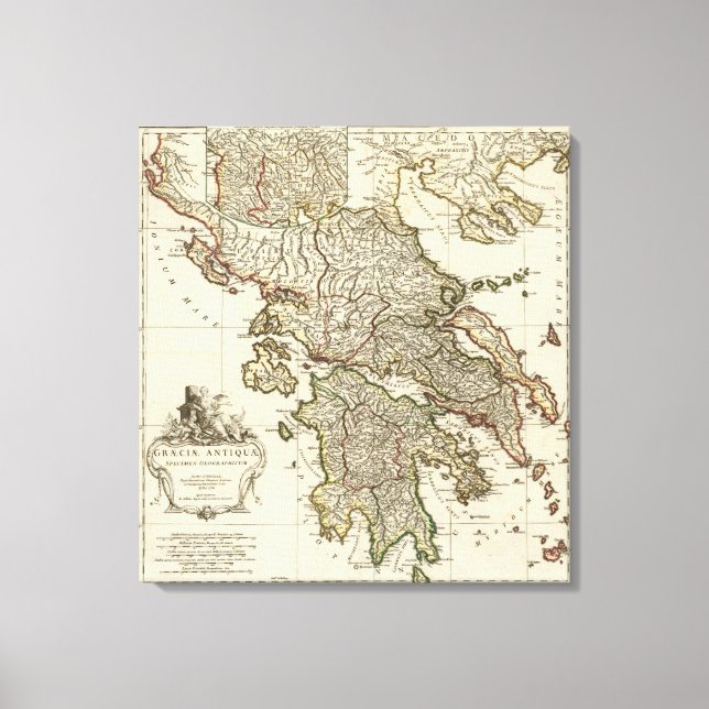 Antique Greek Map Canvas Print (Front)