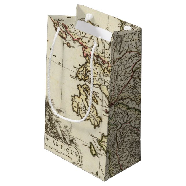 Antique Greek Map Small Gift Bag (Back Angled)