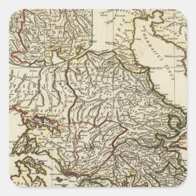 Antique Greek Map Square Sticker (Front)